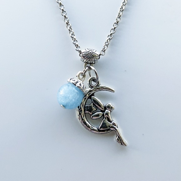 🔴sale ! Fairy moon blue calcite gem steel necklace - Picture 8 of 9